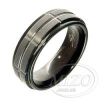 Вольфрамовое черное кольцо с полосками R-TUF-001