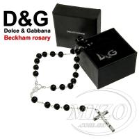 Dolce & Gabbana Beckham Rosary Black Bead Necklace