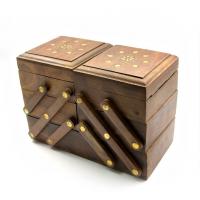 Шкатулка раздвижная - 5 отделений, розовое дерево 24476 (23х16,5х13 см)(wooden box td bigger)